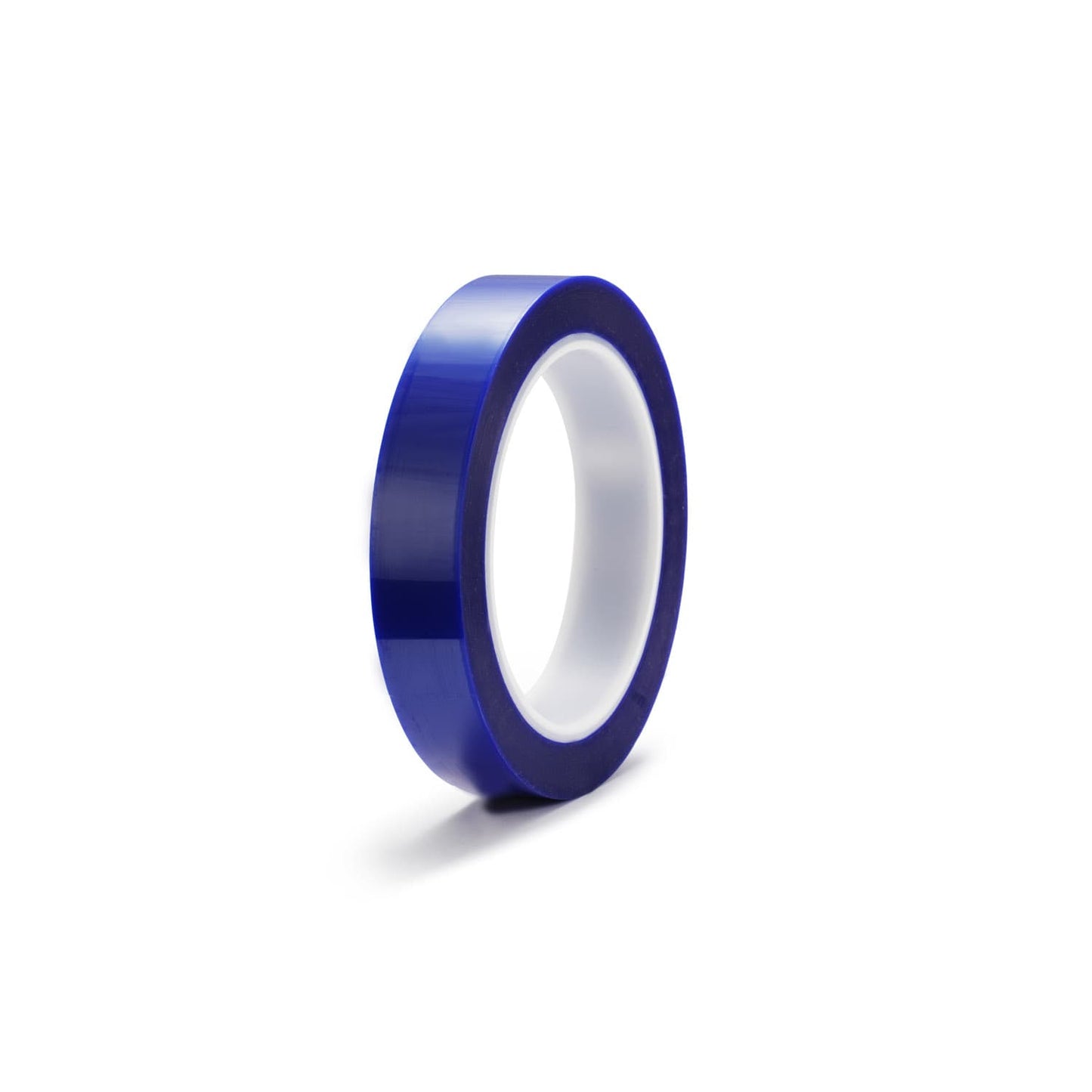 Roll of blue polyester masking tape for industrial applications like powder coating and painting.
