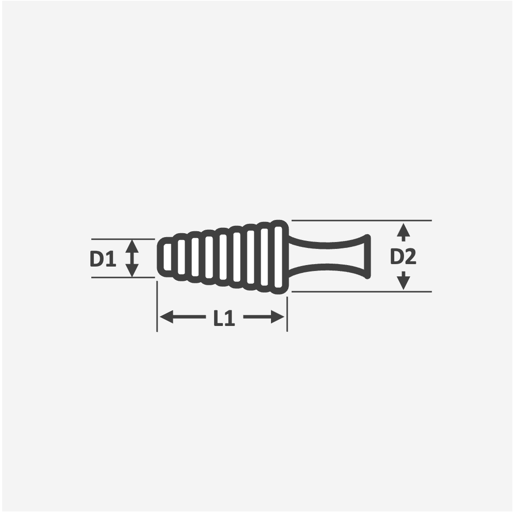 Technical drawing of a flangeless ribbed silicone plug for masking during powder coating.