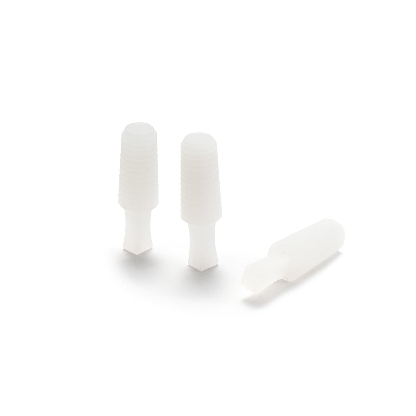 White flangeless ribbed silicone plugs for masking during powder coating or painting applications