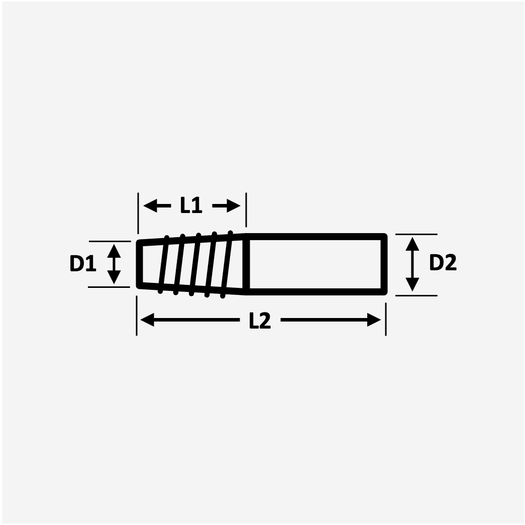 Technical drawing showing dimensions of threaded silicone plug